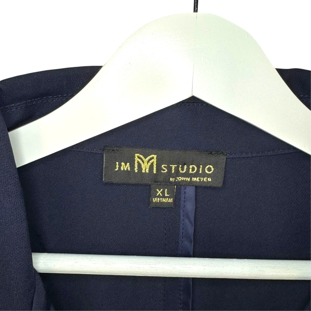 JM Studio Blazer XL Navy Blue White Trim Preppy Nautical Career Jacket - Picture 5 of 8